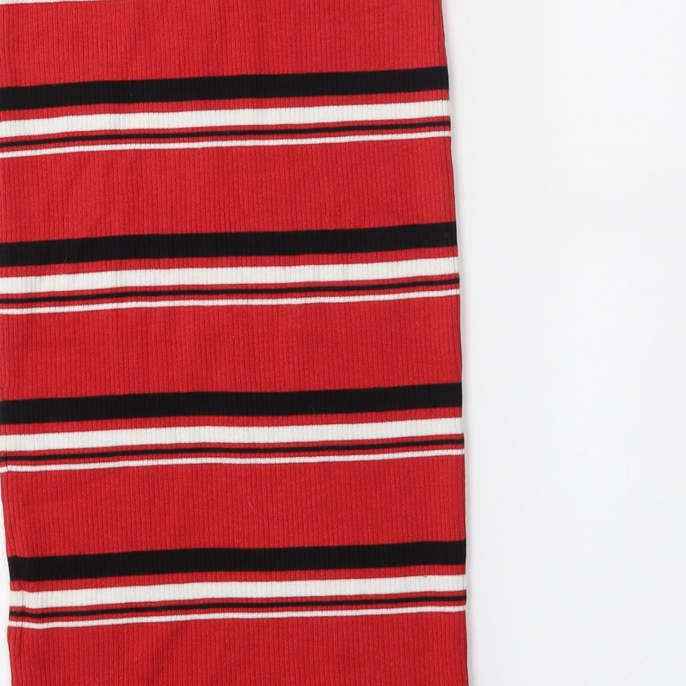 H&M Womens Red Striped Straight & Pencil Skirt Size XS