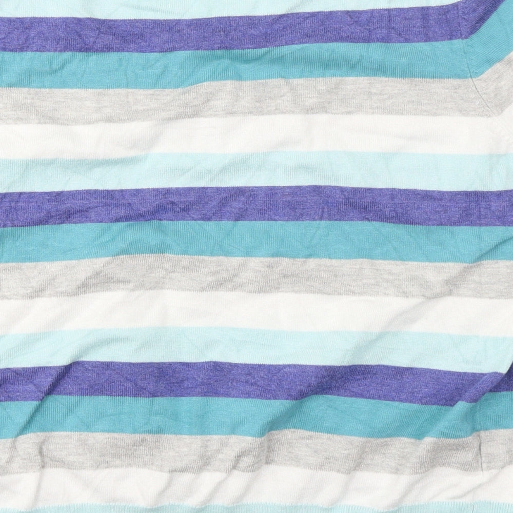 Petite Womens Blue Striped Basic Tank Size L - Bow detail