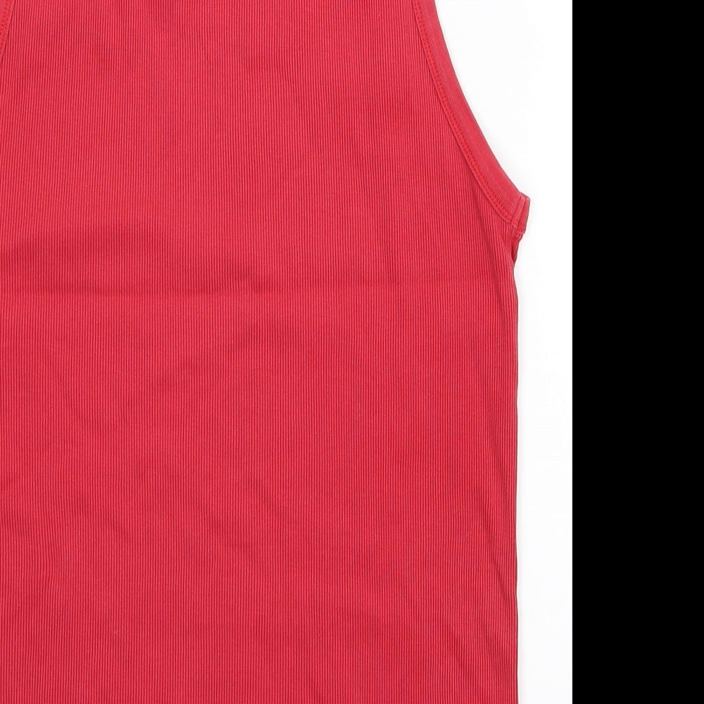 Brand and care label for Soviet women’s red basic tank, size XL