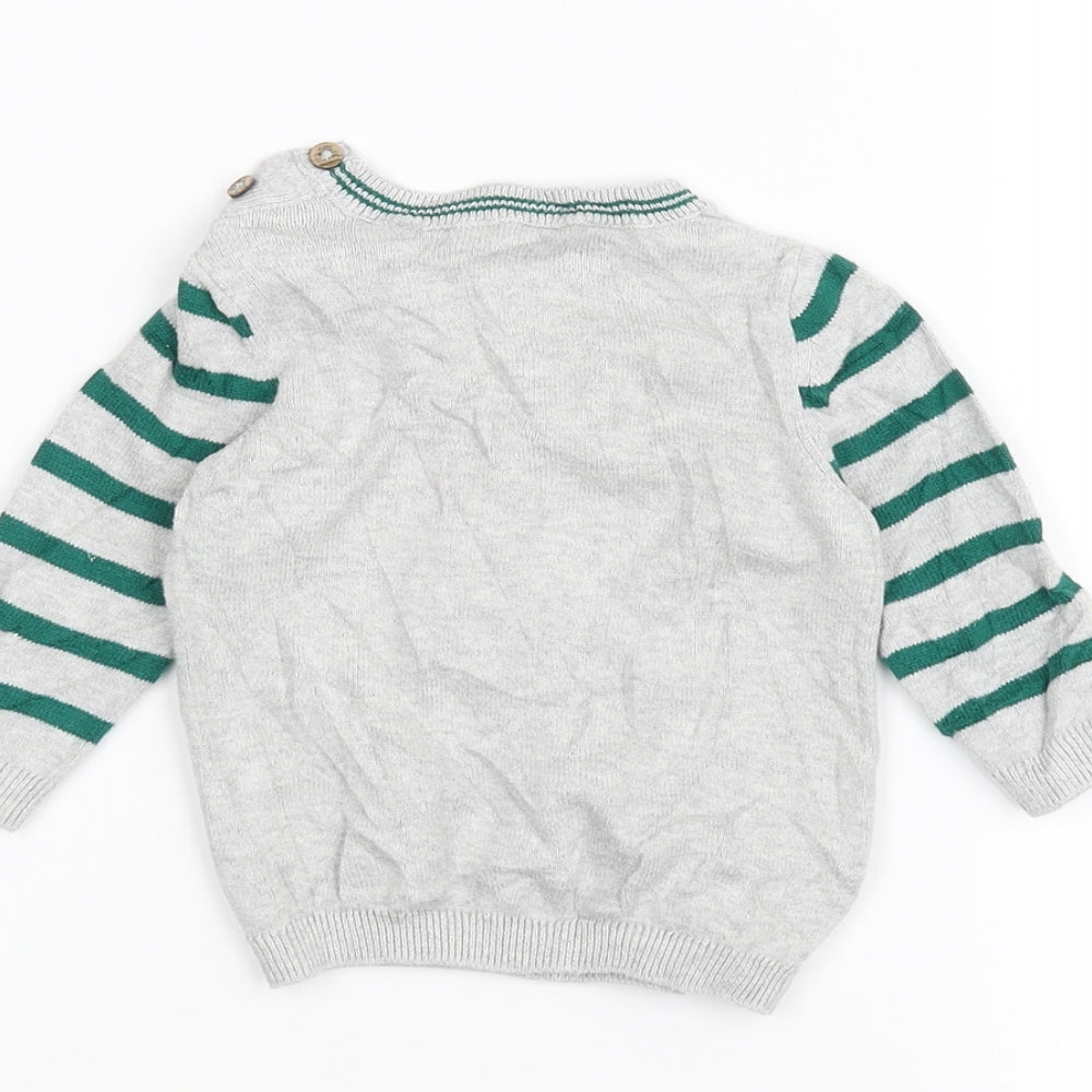 TU Baby Grey Striped Pullover Jumper Size 0-3 Months - Frog