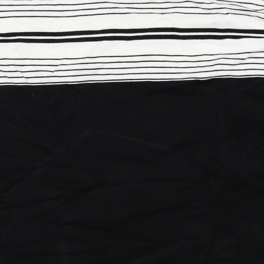 Alexara Womens Black Striped Basic T-Shirt Size L