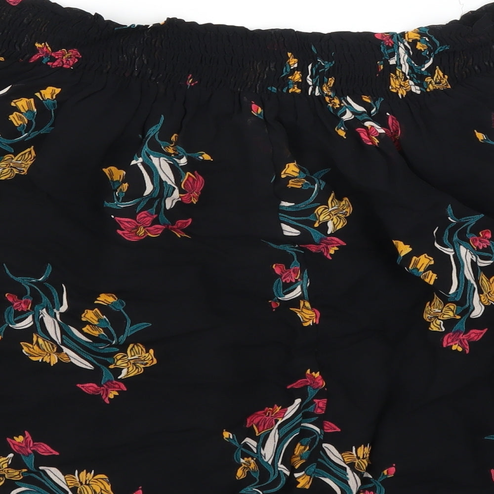 River Island Womens Black Floral Basic Blouse Size 6