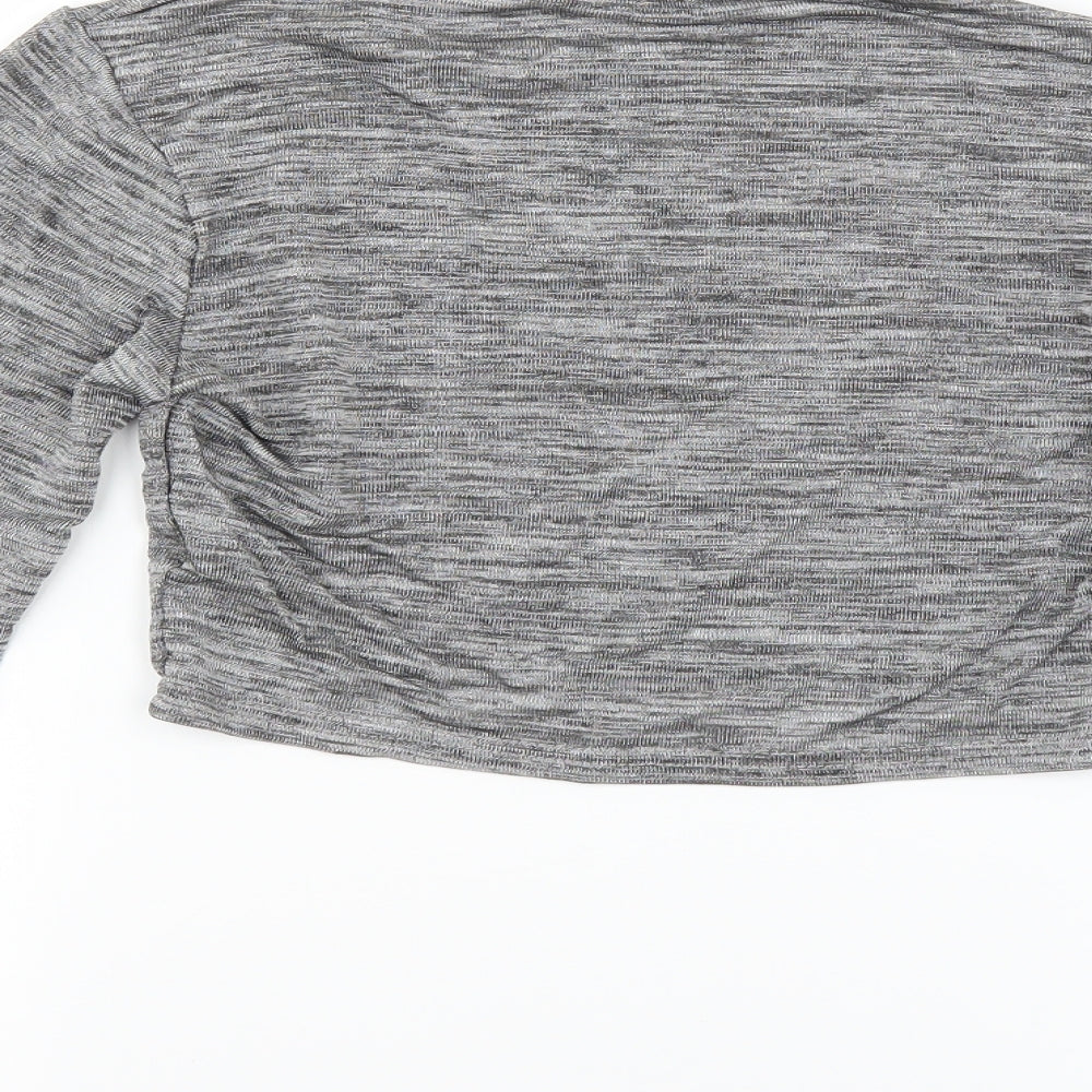 Misspap Womens Grey Cropped T-Shirt Size S - glittery cropped