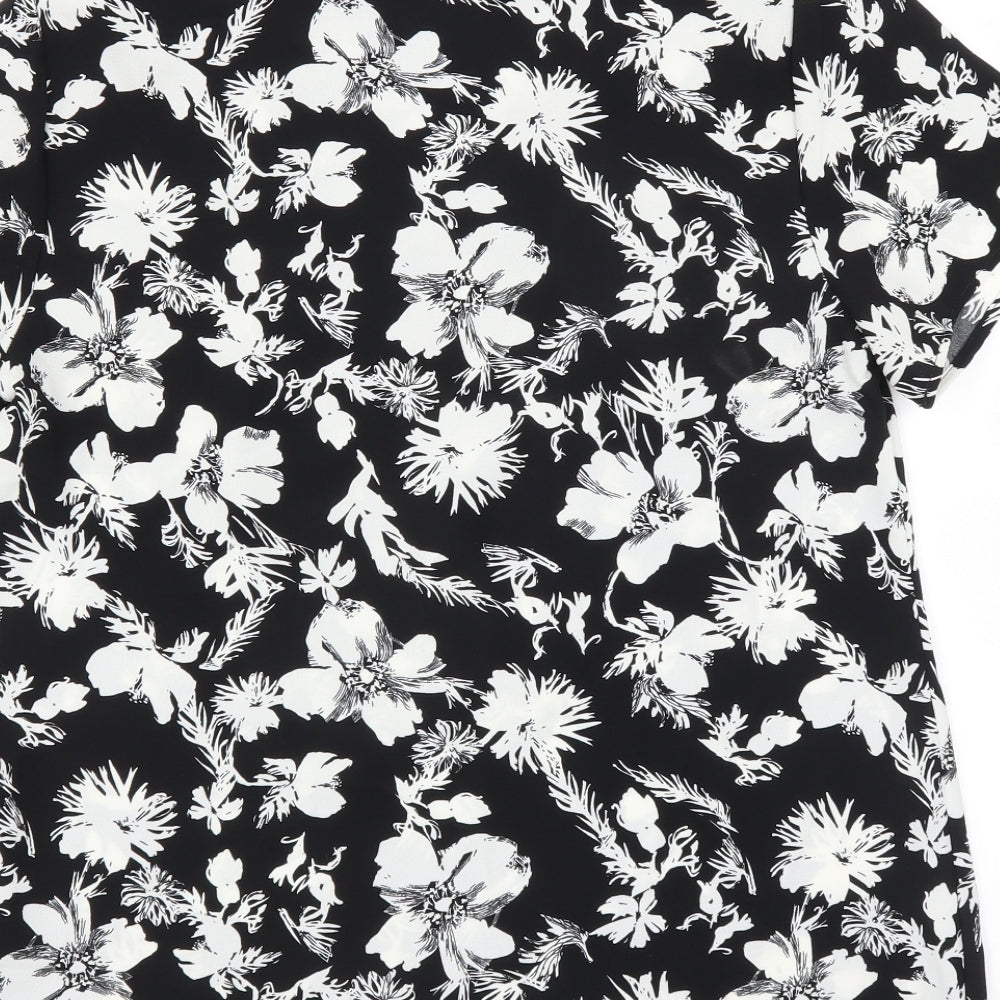 Le Bon Marché Womens Black Floral Basic Blouse Size 10
