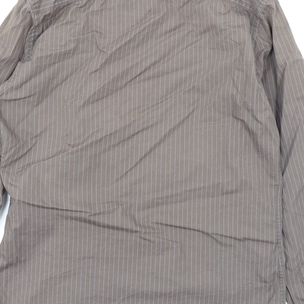 River Island Mens Brown Striped Button-Up Size M