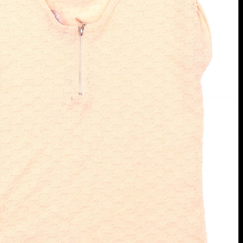 New Look Womens Orange Knit Basic T-Shirt Size 10