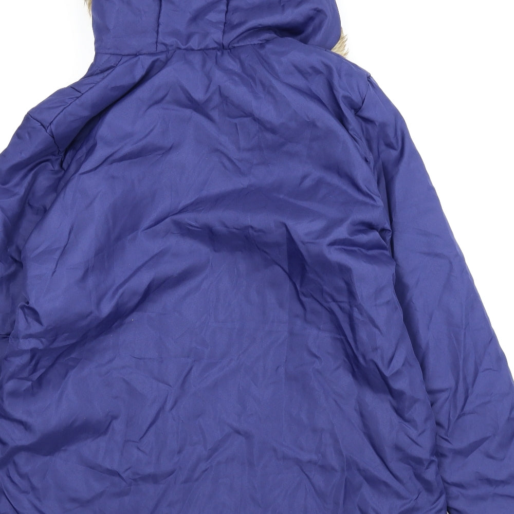 Anne De Lancay Womens Blue Quilted Coat Size M