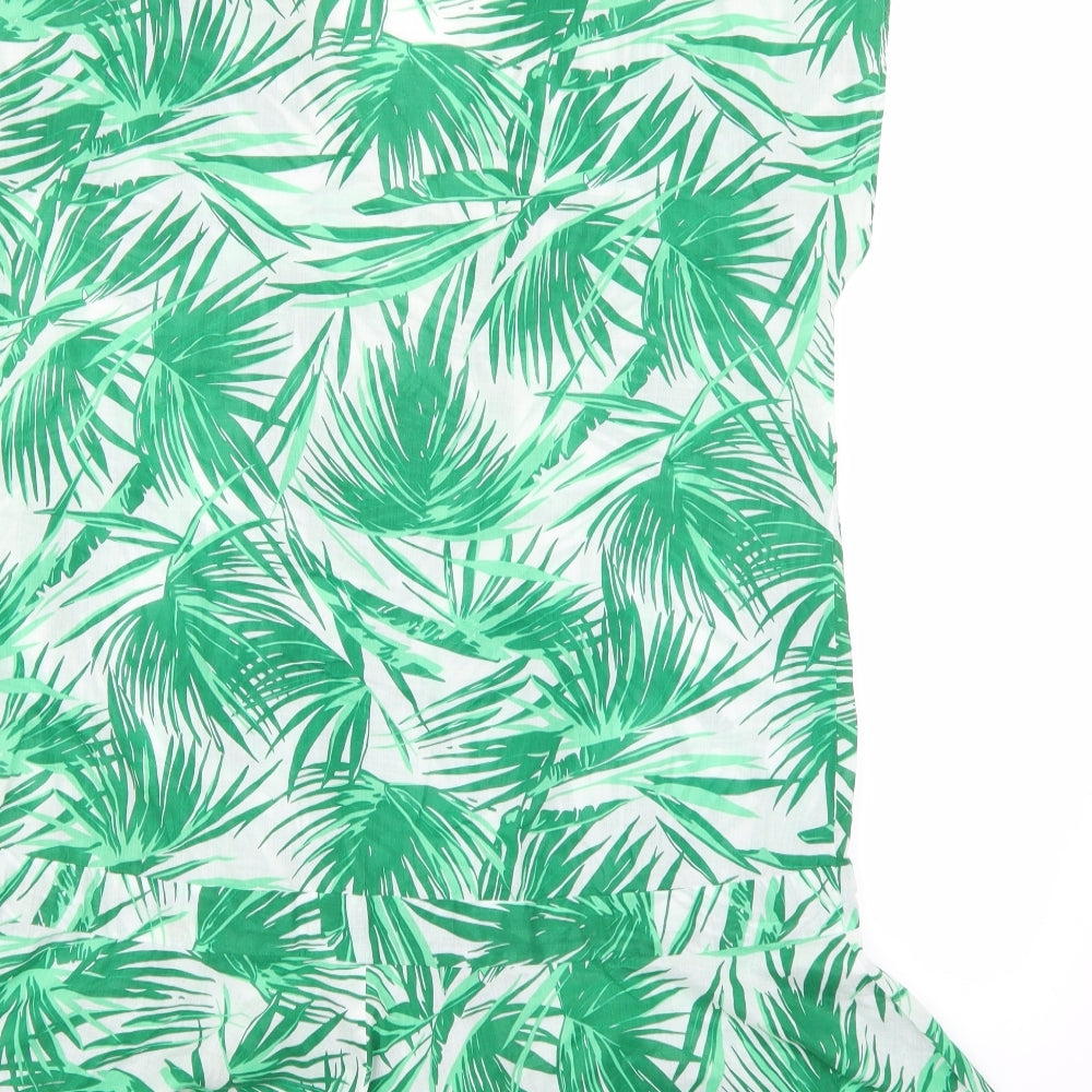Warehouse Womens Green Batik Woven A-Line Size L -