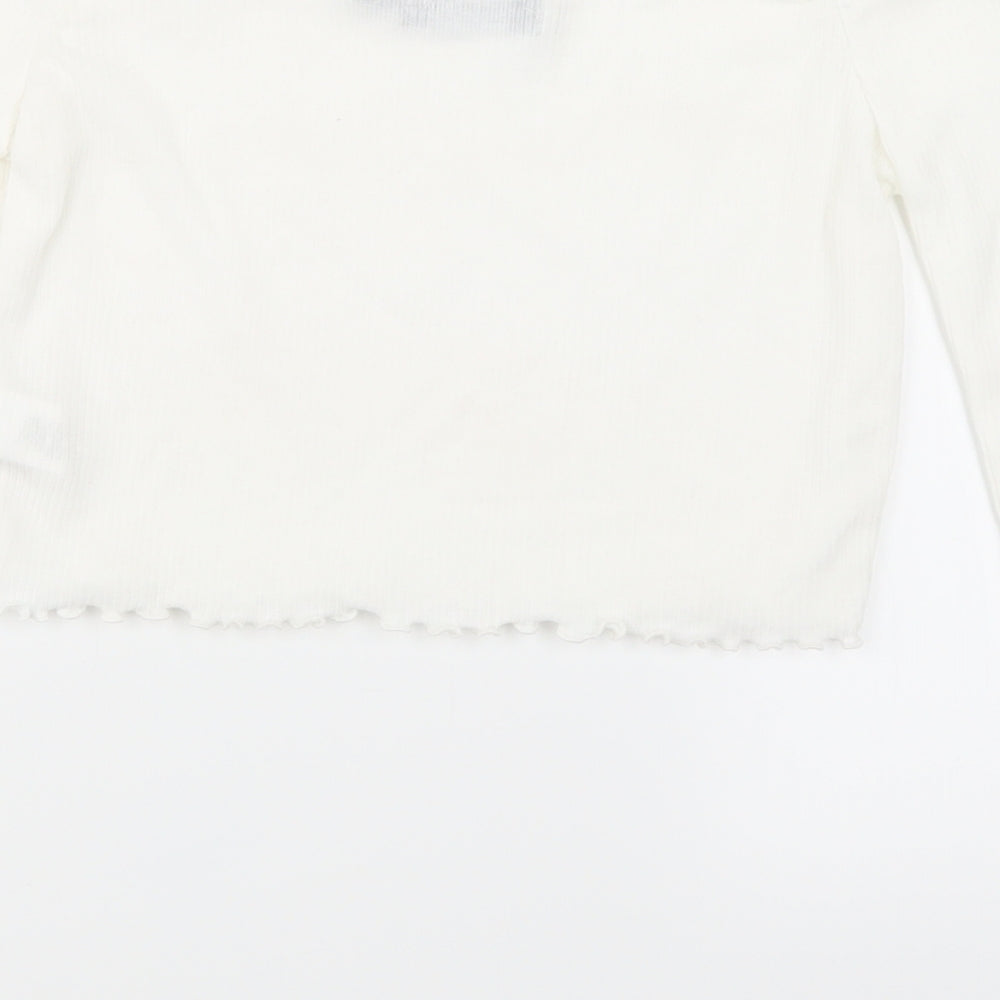 PRETTYLITTLETHING Womens White Knit Cropped T-Shirt Size 6
