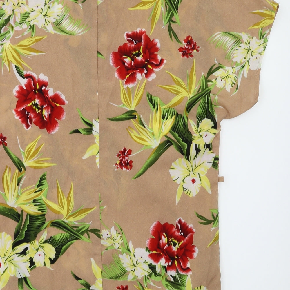 Miss Guided Womens Beige Floral Basic T-Shirt Size 6