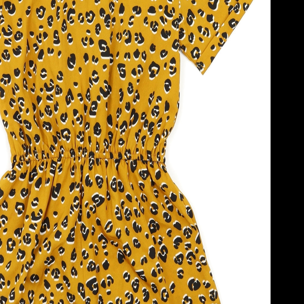 Primark Womens Orange Animal Print Bodysuit One-Piece Size 4