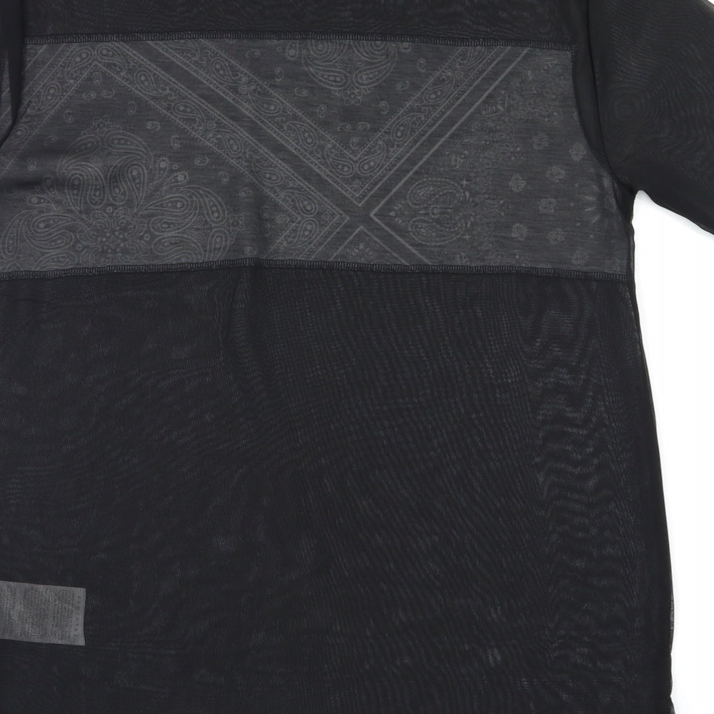 Preworn Womens Black Argyle/Diamond Basic T-Shirt Size XS
