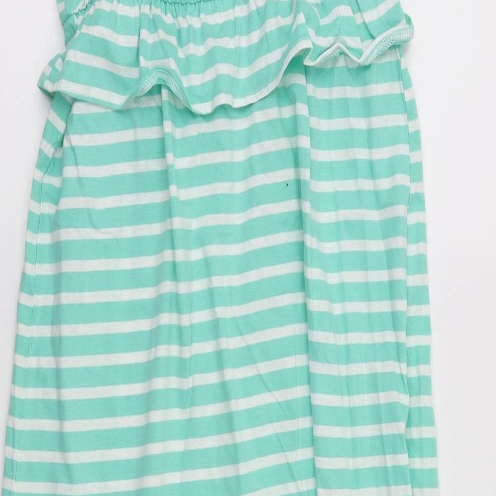 Matalan Girls Green Striped Fit & Flare Size 12 Years