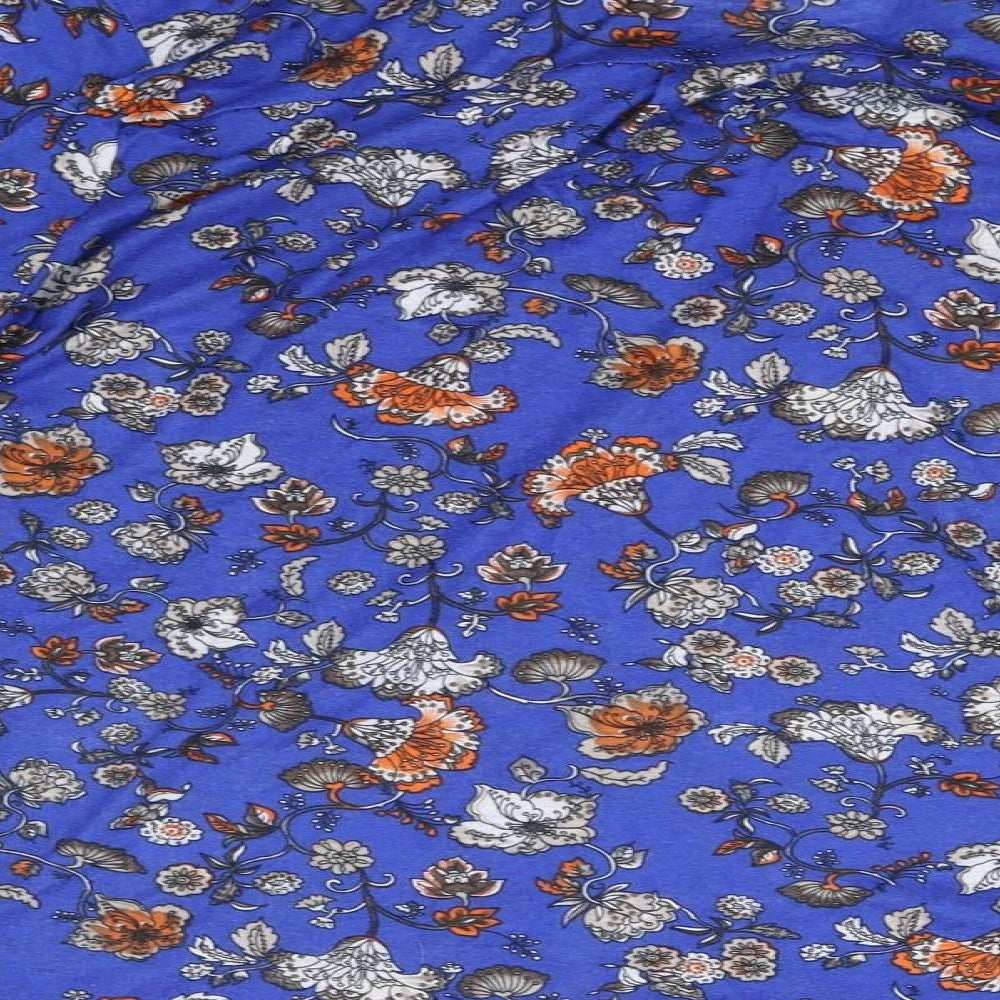Encuentro Womens Blue Floral Basic Blouse Size XL