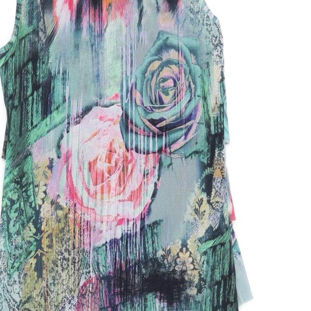 Yest Womens Green Floral A-Line Size S