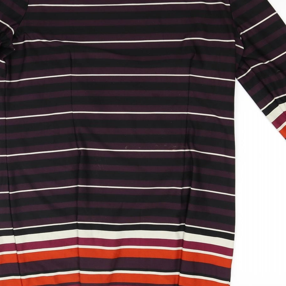 M&Co Womens Purple Striped A-Line Size 12