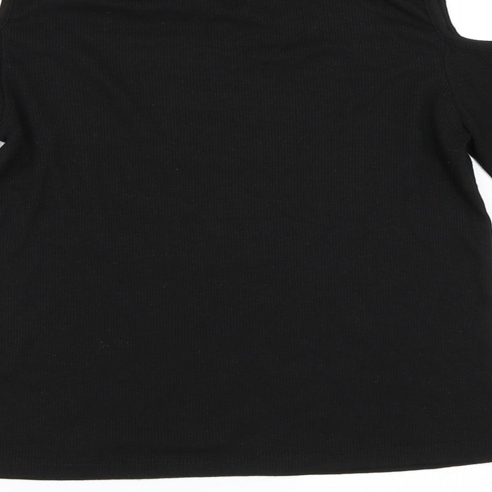 YD Girls Black Pullover Jumper Size 12-13 Years - Cut Out Shoulders