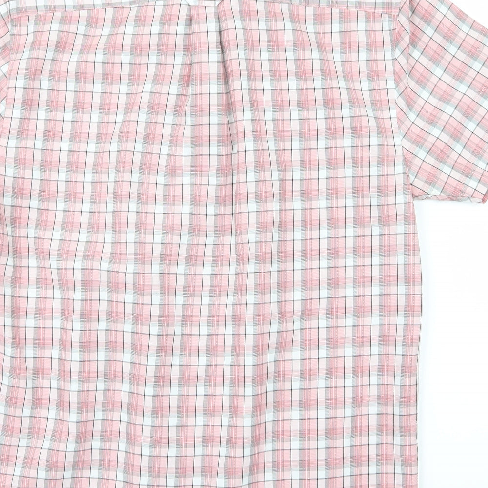 Easy Mens Pink Check Button-Up Size M