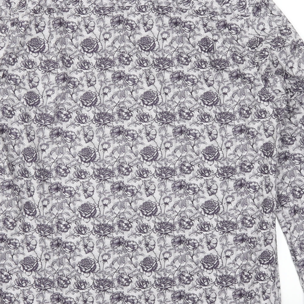 Denim & Flower Mens Purple Floral Button-Up Size L