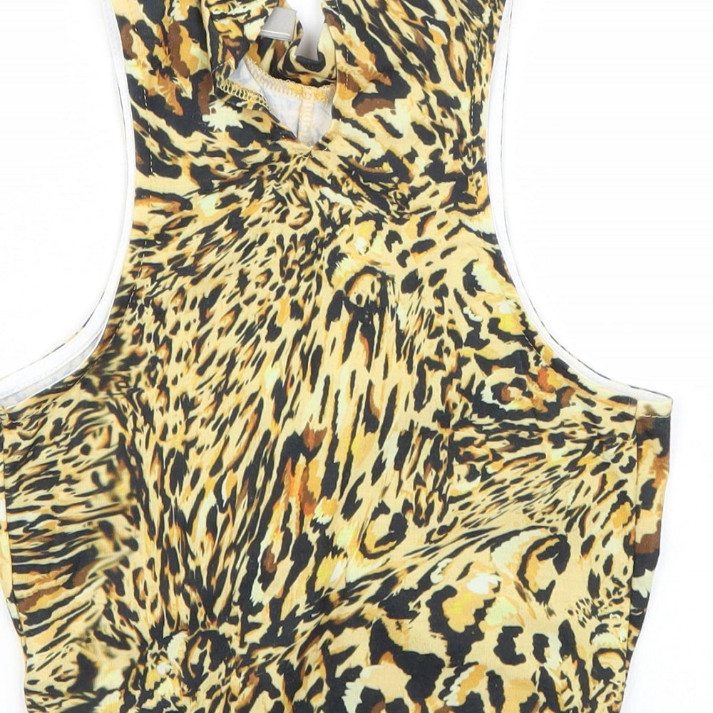 ASOS Womens Yellow Animal Print Basic Tank Size 8