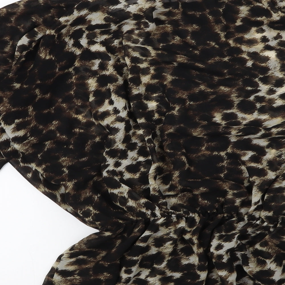 Preworn Womens Brown Animal Print Basic Blouse Size S