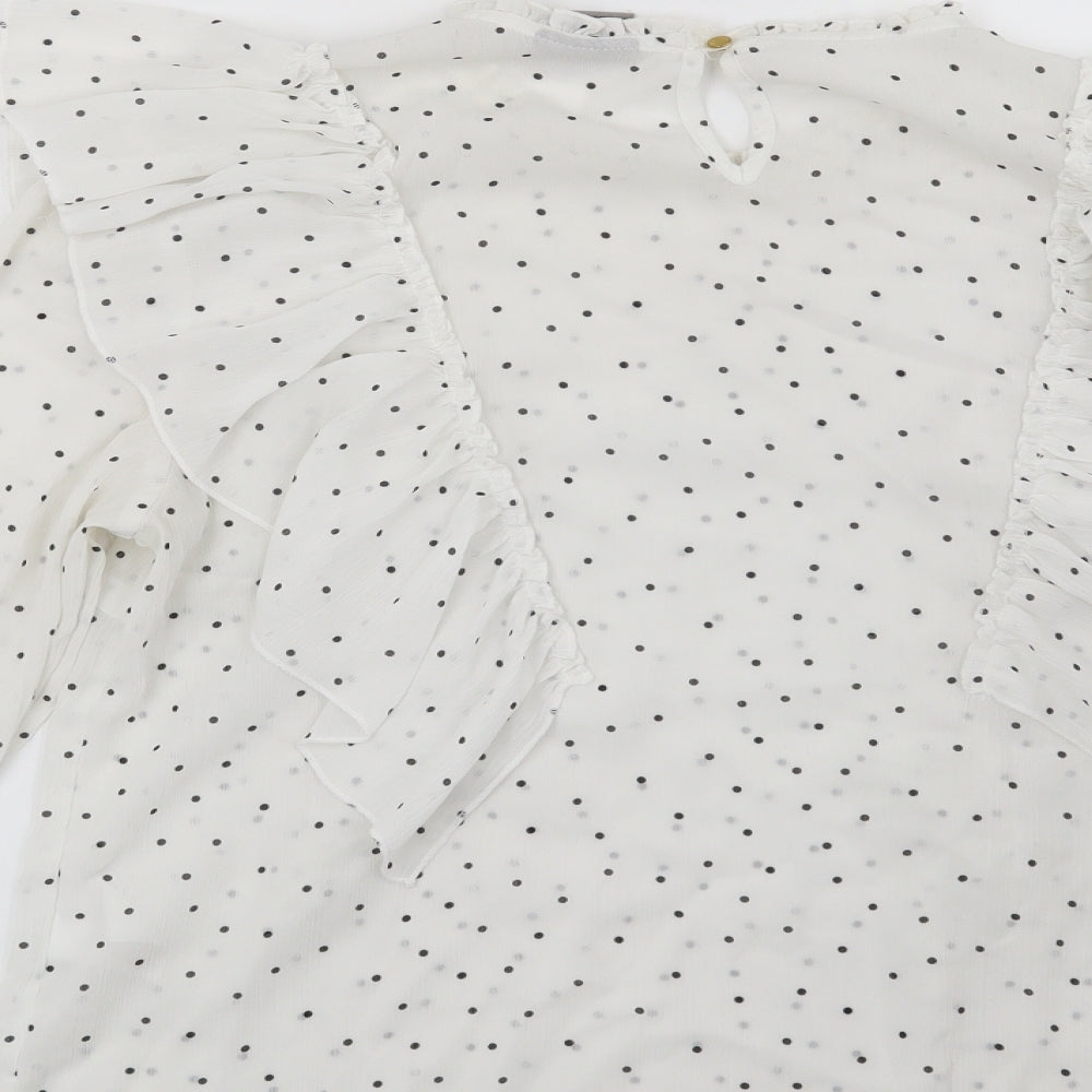 VERO MODA Womens White Polka Dot Basic Blouse Size L