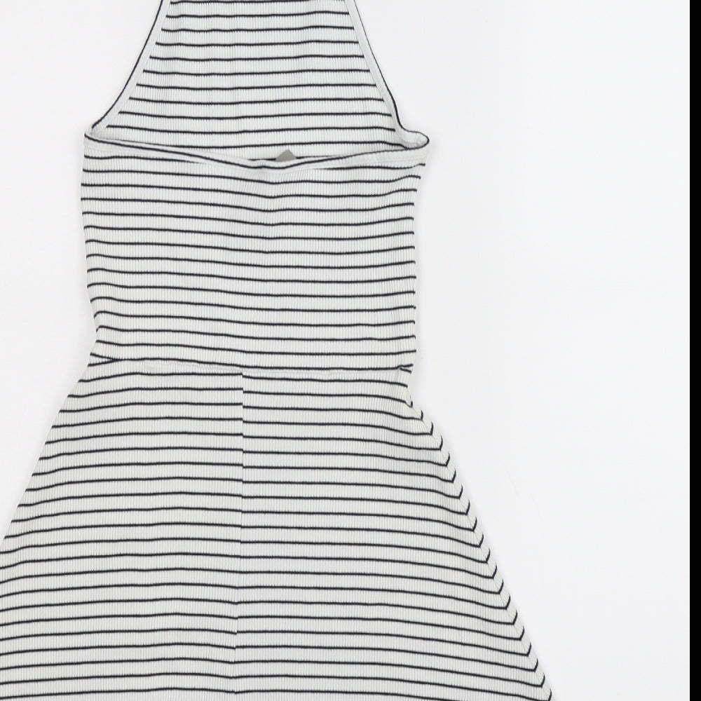 ASOS Womens White Striped Fit & Flare Size 8