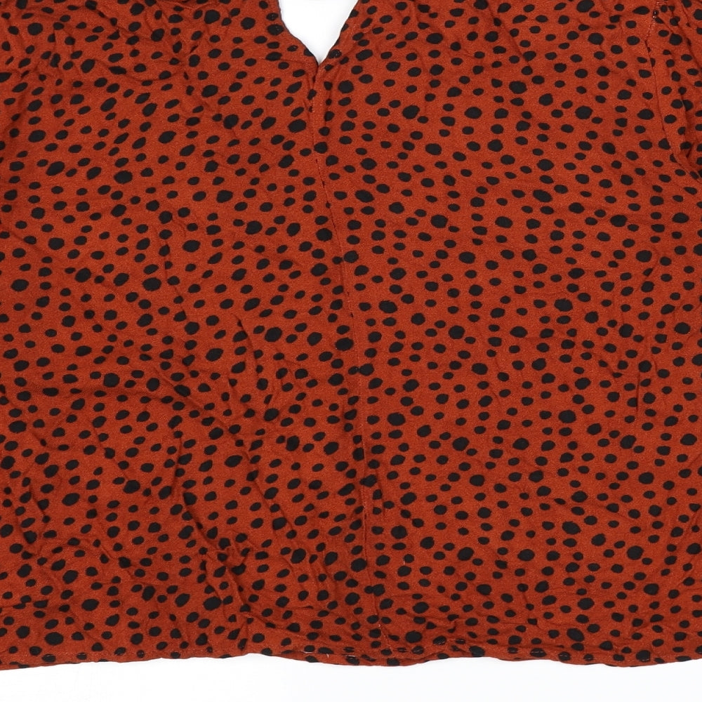 Just Fab Womens Brown Animal Print Basic Blouse Size 2XL