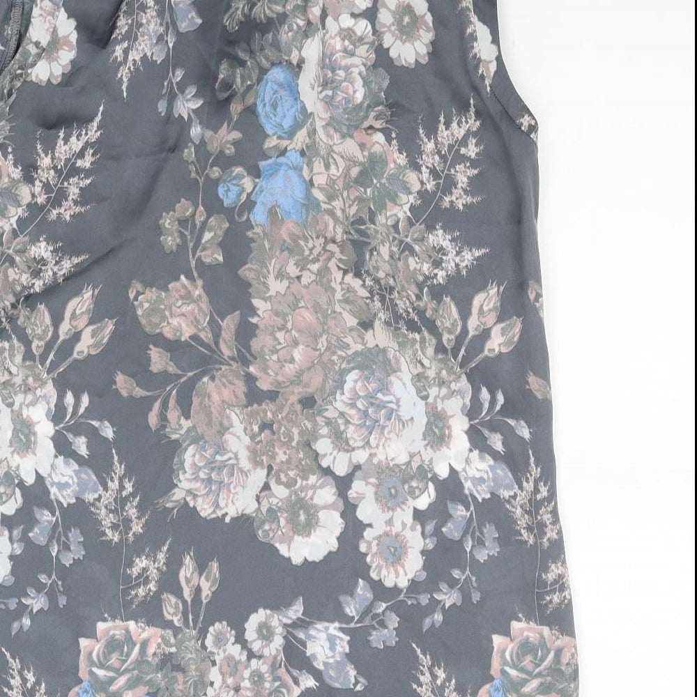 NEXT Womens Grey Floral Basic Blouse Size 10