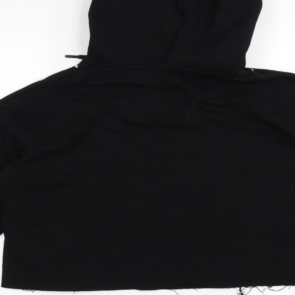 Primark Womens Black Pullover Hoodie Size M - Cropped Hoodie