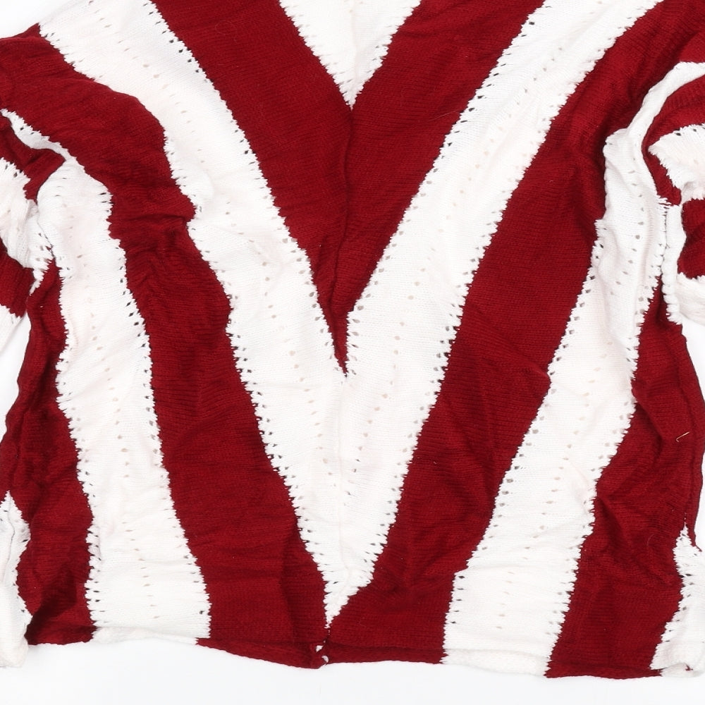 Preworn Womens White Striped Pullover Jumper Size M