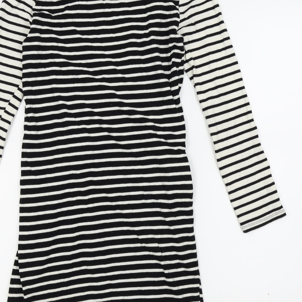 Topshop Womens Black Striped A-Line Size 10