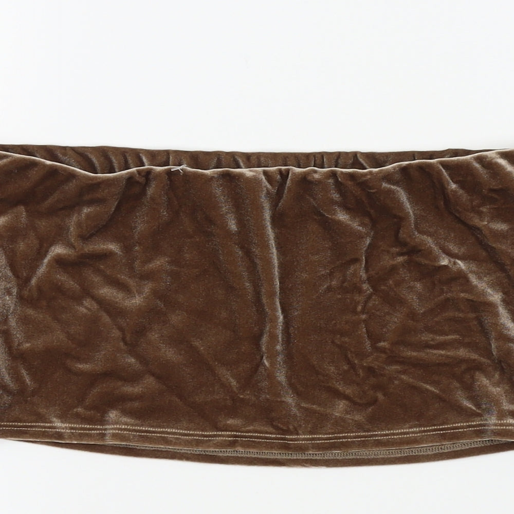Miss Guided Womens Brown Velvet Cropped Tank Size 10