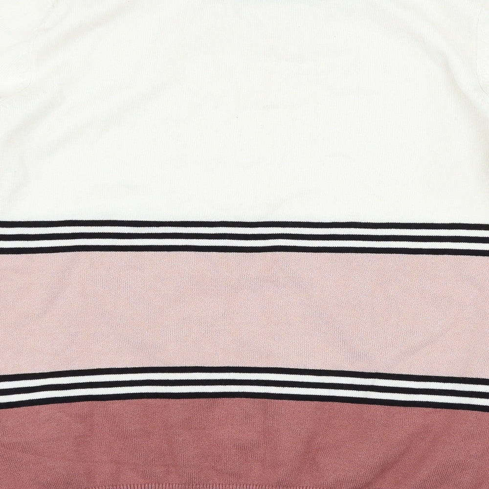 Debenhams Womens White Striped Pullover Jumper Size 8