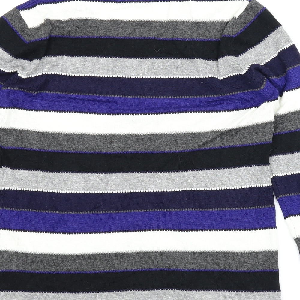 Just Elegance Womens Blue Striped Pullover Jumper Size M