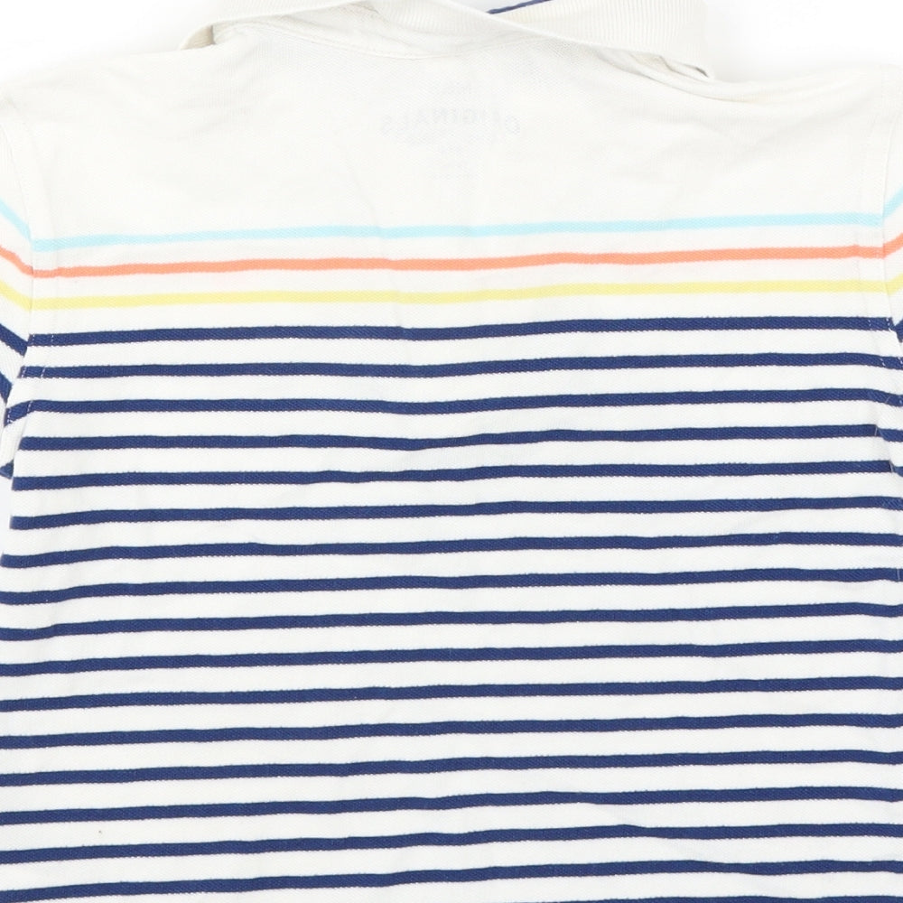 Marks & Spencer Boys White Striped Basic Polo Size 5-6 Years