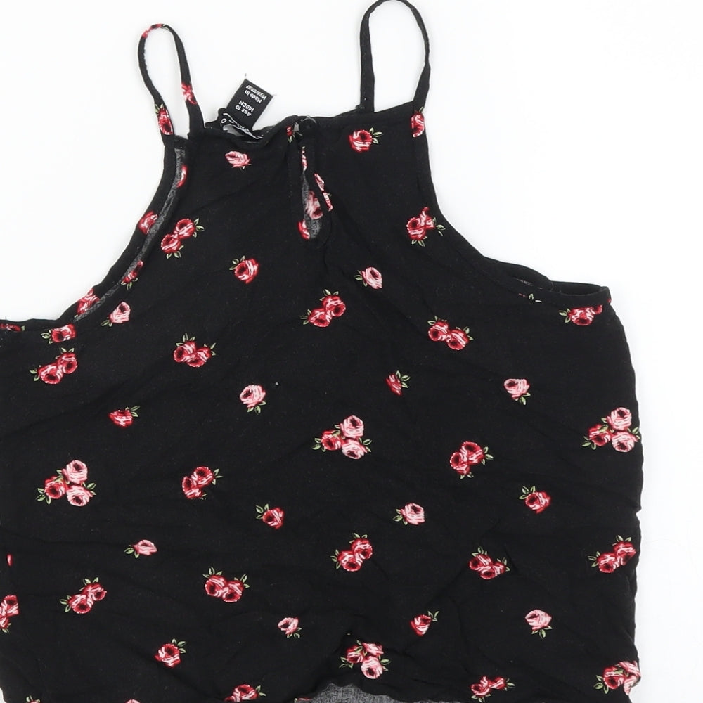New Look Girls Black Floral Basic Blouse Size 10 Years
