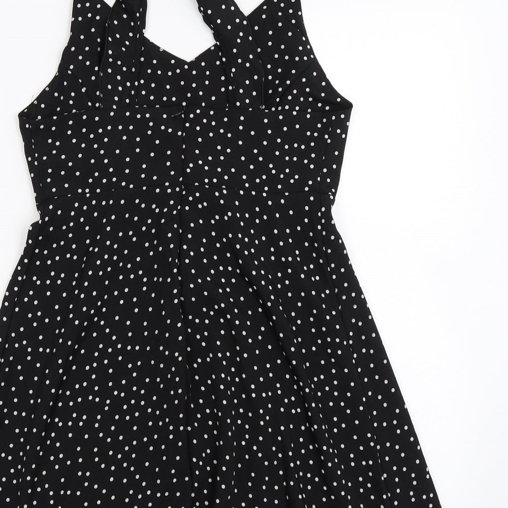 Preworn Womens Black Polka Dot Chiffon Camisole Blouse Size M