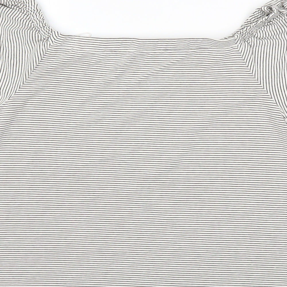 F&F Womens Black Striped Basic T-Shirt Size 16