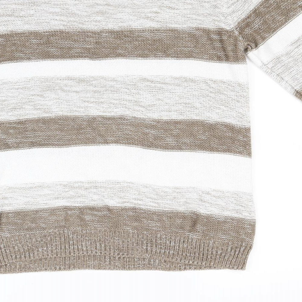 Preworn Womens Brown Striped Knit Pullover Jumper Size M