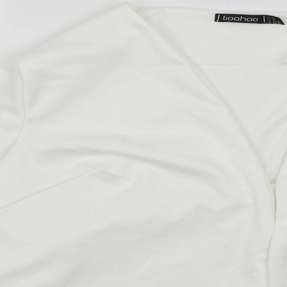 Boohoo Womens White Cardigan Jumper Size 14