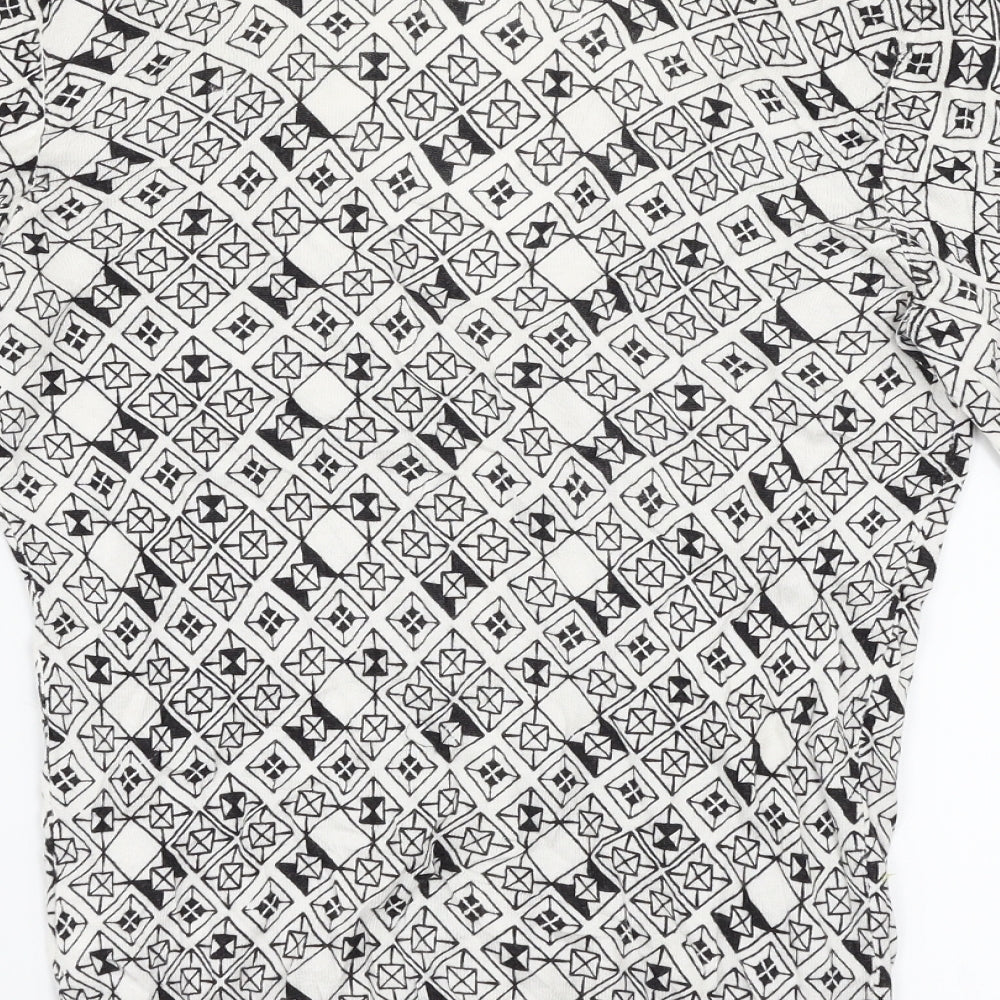H&M Womens White Argyle/Diamond Cardigan Jumper Size 8