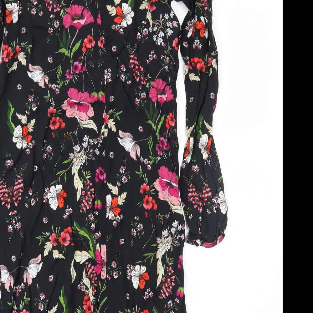 Dorothy Perkins Womens Black Floral Shift Size 8