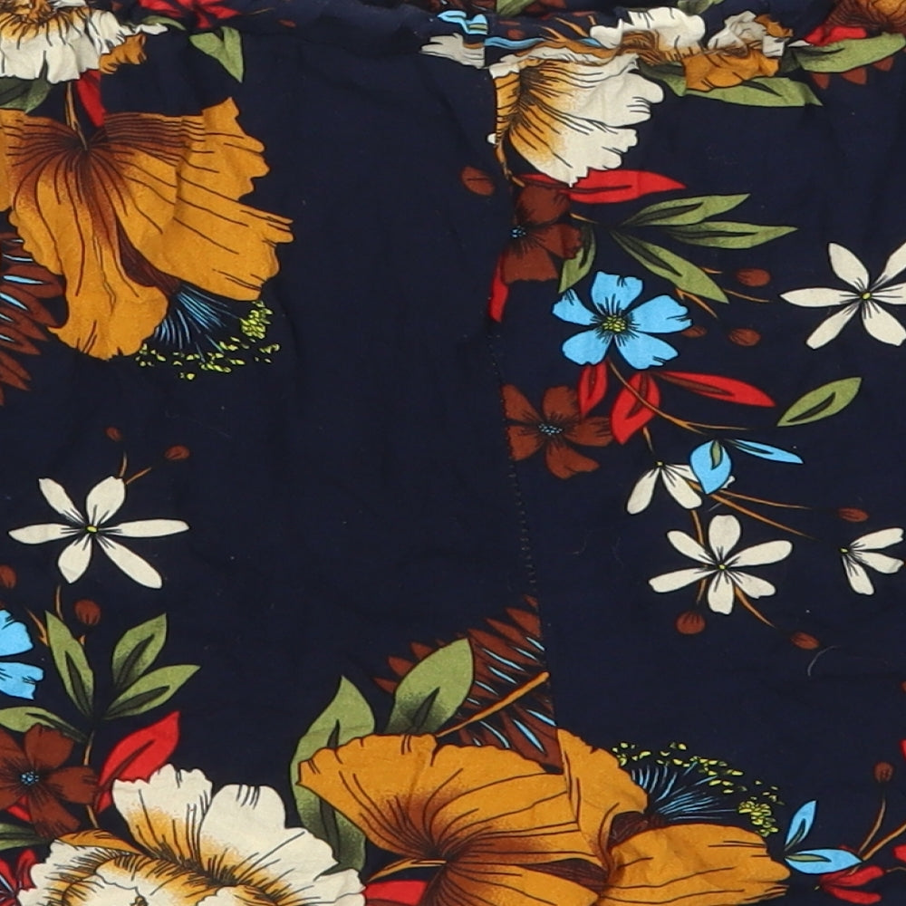 Preworn Womens Blue Floral Mom Shorts Size M