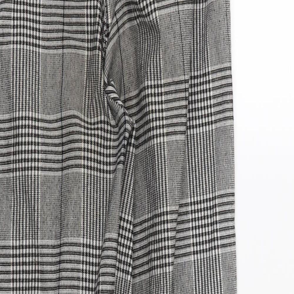 Boohoo Womens Black Houndstooth Trousers Size 10 L25 in