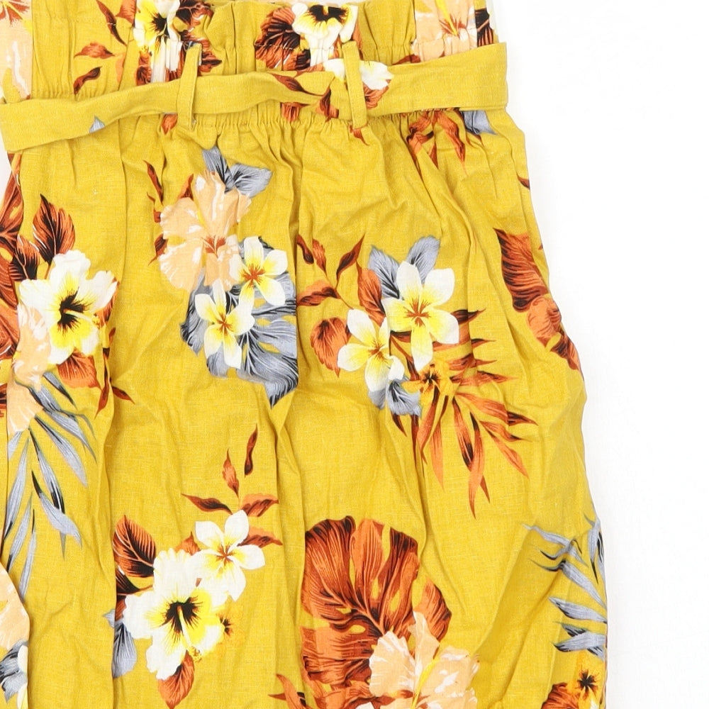 New Look Womens Yellow Floral A-Line Skirt Size 6