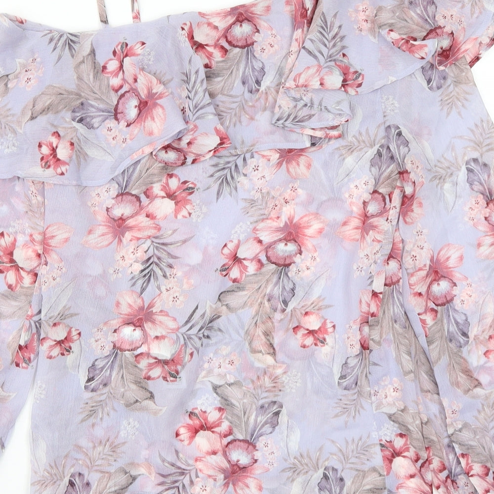 Newlook Womens Purple Floral Basic Blouse Size 8