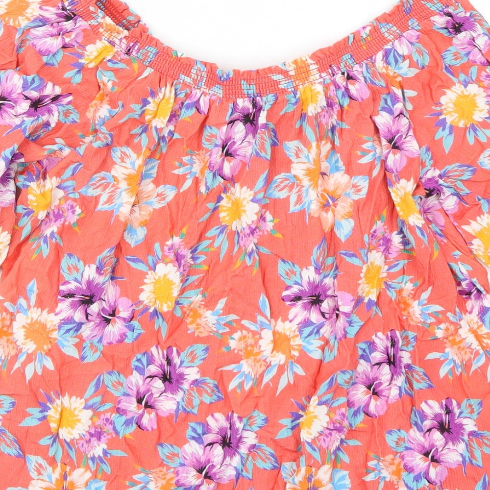 George Womens Orange Floral Basic Tank Size 10