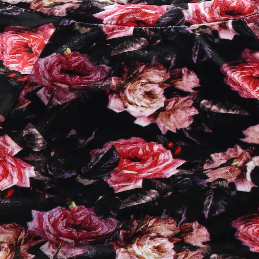 River Island Womens Black Floral Velour Flare Skirt Size 8