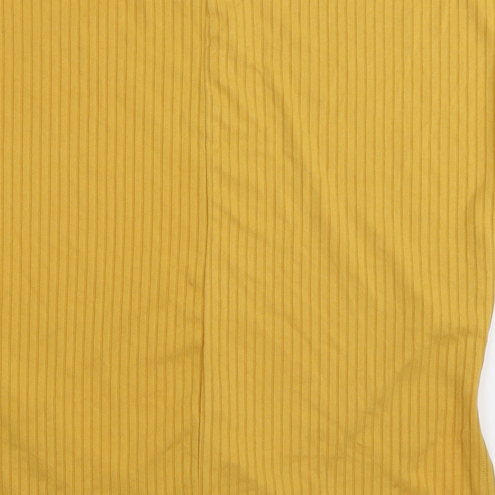 New Look Womens Yellow Basic T-Shirt Size 6 - Oversized